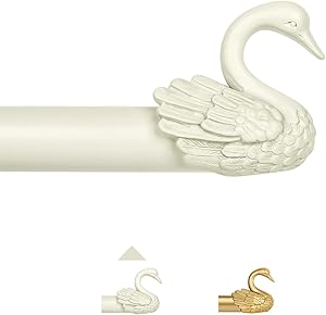 TANGWIN Antique White Curtain Rods with Decorative Swan Finials