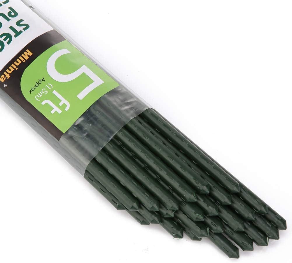 Mininfa Steel Plant Stakes 5 Feet for Garden Support and Growth
