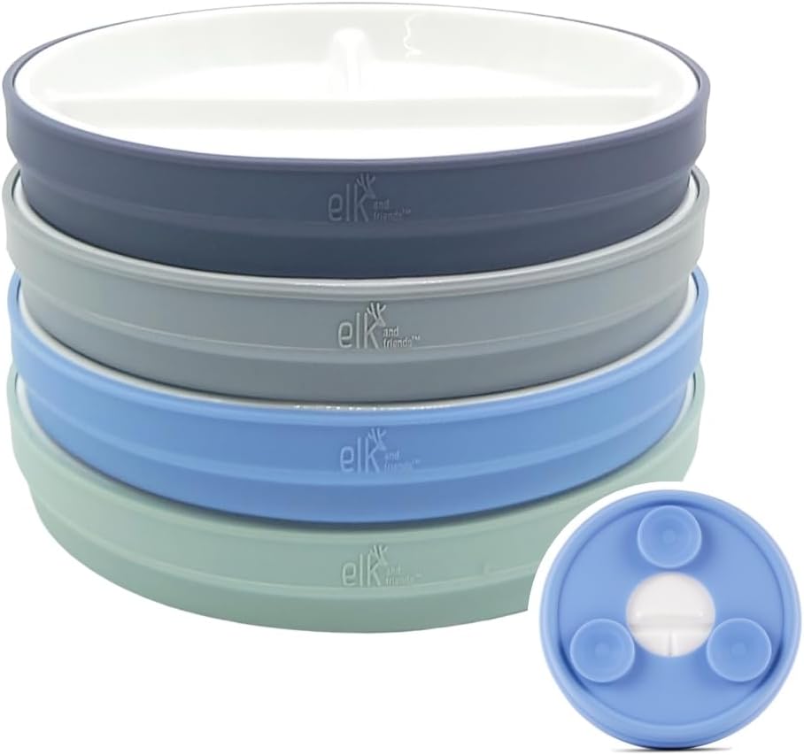 Elk and Friends Kids 6.7 Porcelain Divided Plates for Toddlers