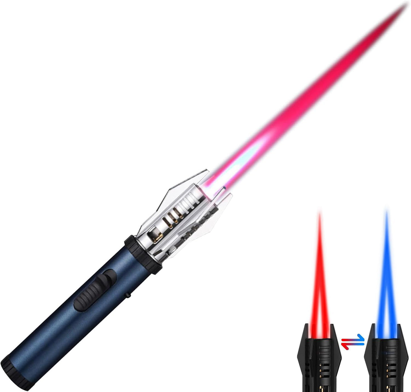 Windproof Jet Flame Red/Blue Torch Lighter - Refillable & Safe
