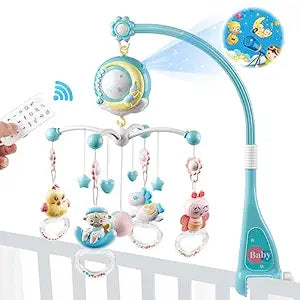 Baby Musical Crib Mobile with Projector Lights and Remote Control