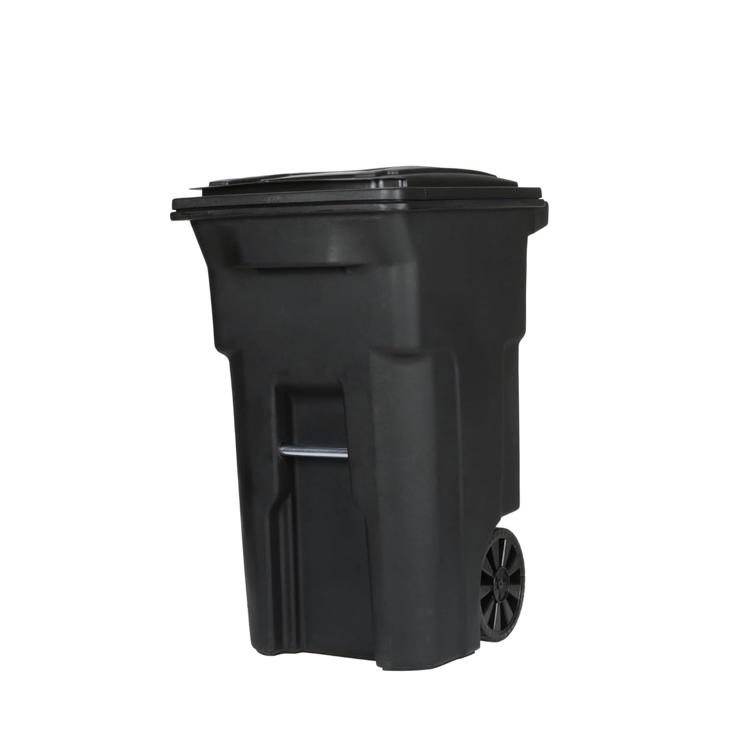 64 Gallon Black Garbage Can with Wheels for Outdoor Use