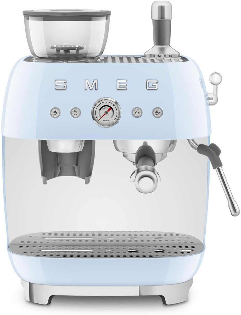 Smeg Retro Espresso Machine: Semi-Automatic, Pastel Blue