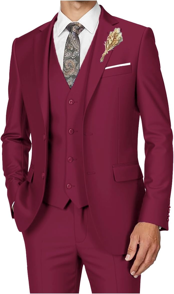 Men's Slim Fit 3 Piece Tuxedo Suit Set for Any Occasion