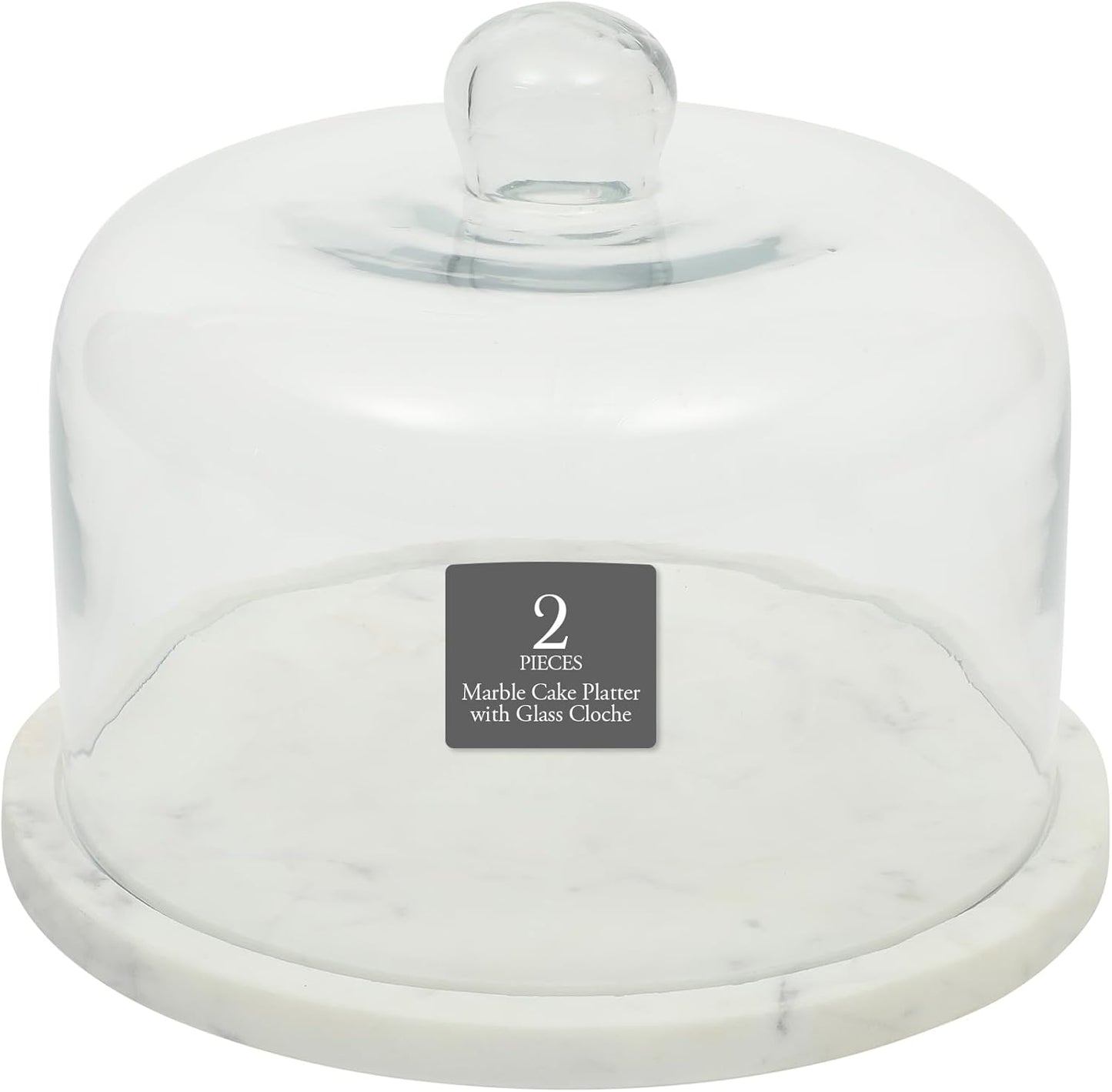 Gibson Elite Ridgehaven 11in Marble Cake Stand with Glass Lid