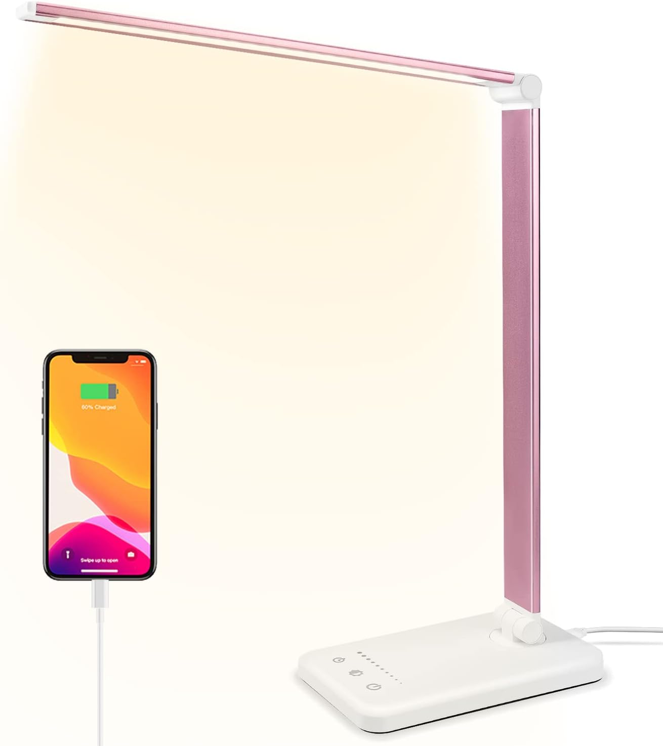 Eye-Caring LED Desk Lamp - Natural Light, USB Charging, Touch Control