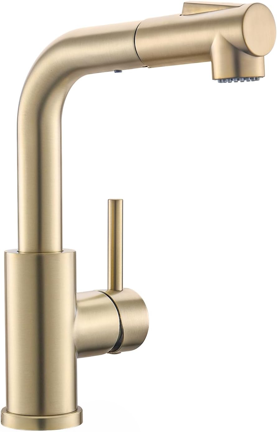 GIMILI Modern Bar Sink Faucet with Pull Out Sprayer in Gold