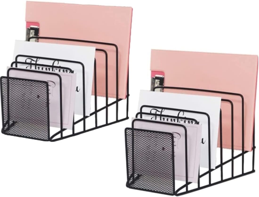 Black Metal Wire Mesh File Sorter x2 - Organize Efficiently!