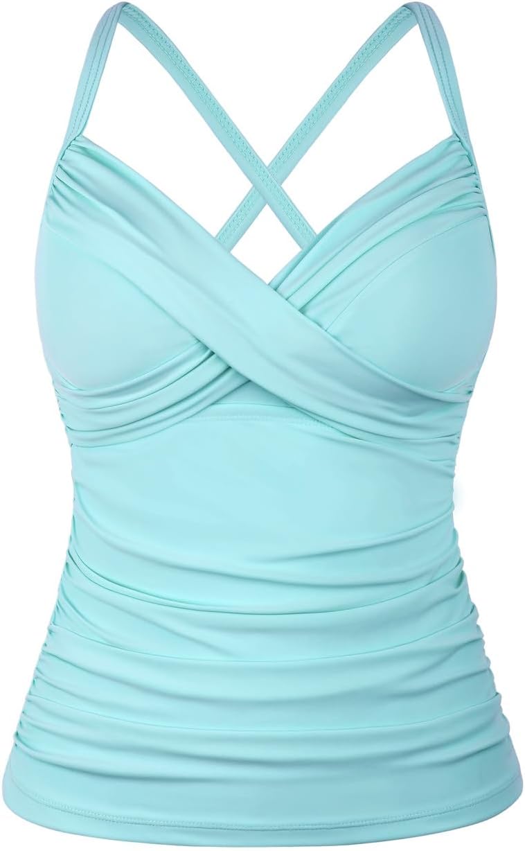 Hilor Women's Underwire Tankini Top for Tummy Control Swimwear