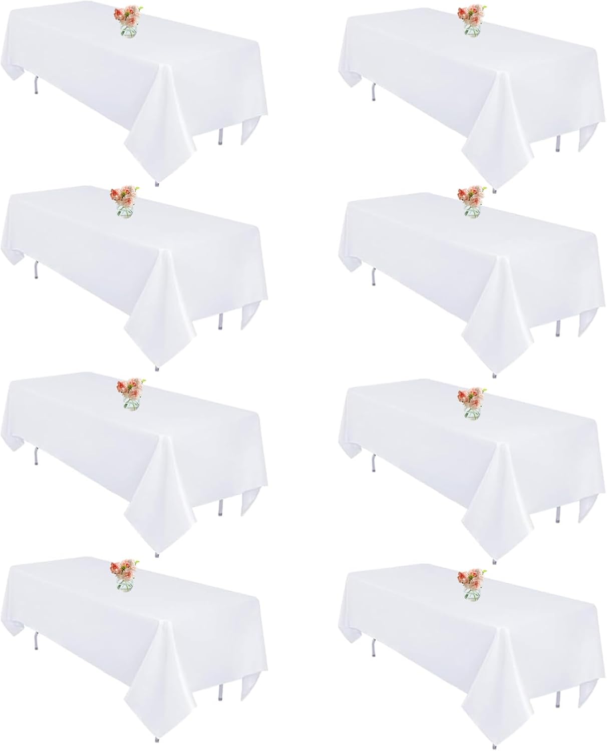 8 Pack White Table Cloths for 8 Foot Rectangle Tables