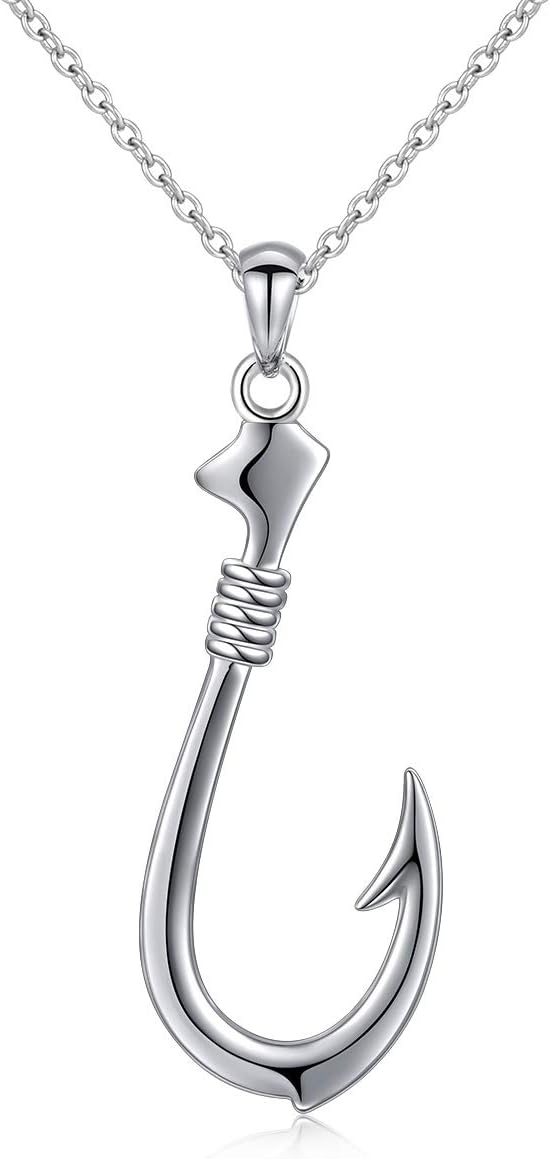S925 Sterling Silver Hawaii Fish Hook Necklace - Stylish Birthday Gift