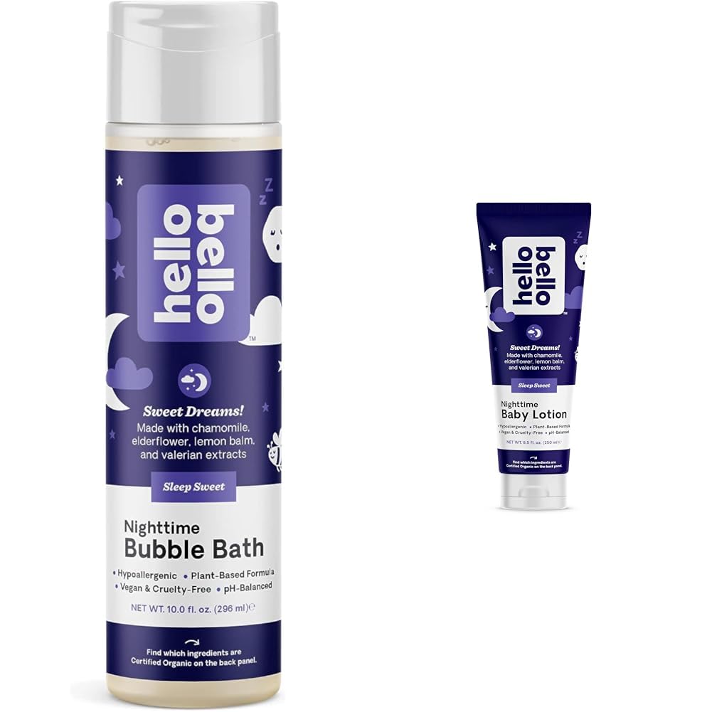 Hello Bello Sleep Sweet Bubble Bath & Lotion - Floral & Coconut Scent - 10fl oz & 8.5fl oz