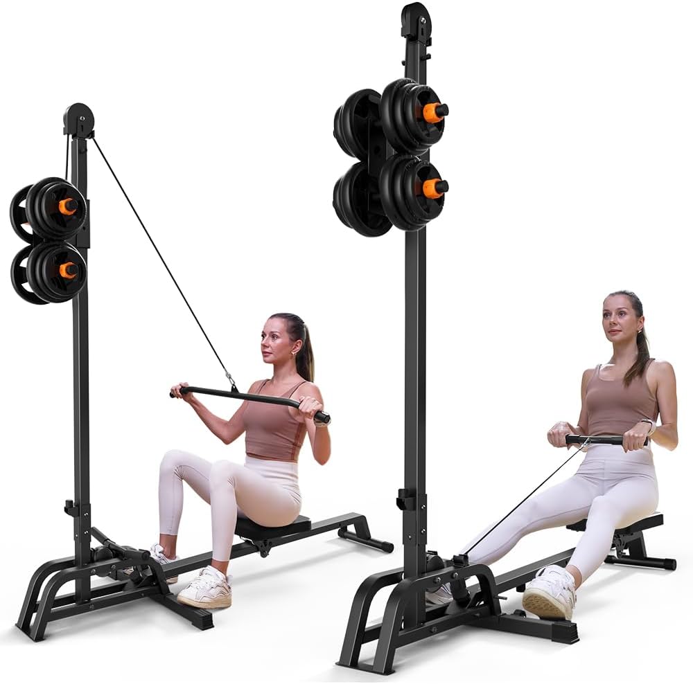 ONETWOFIT 2-in-1 Rowing & Pull Down Machine - Compact Home Fitness