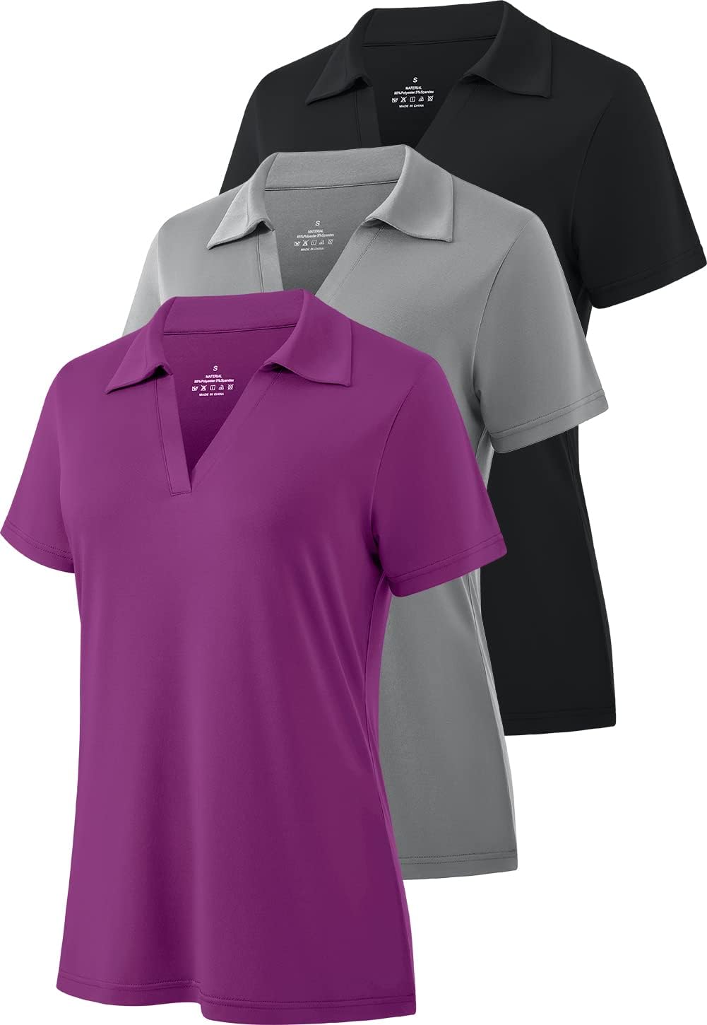 Ullnoy Women's Short Sleeve DryFit Polo - Moisture Wicking Sports Top