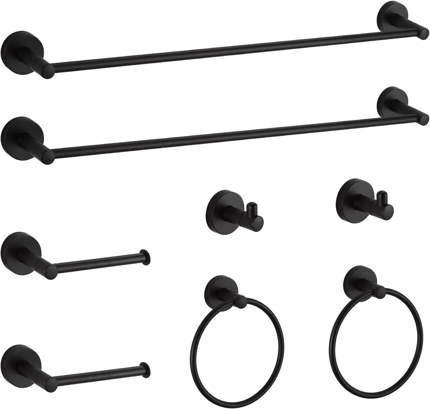 BGL Bathroom Hardware Set: 8-Piece Black Accessory Kit