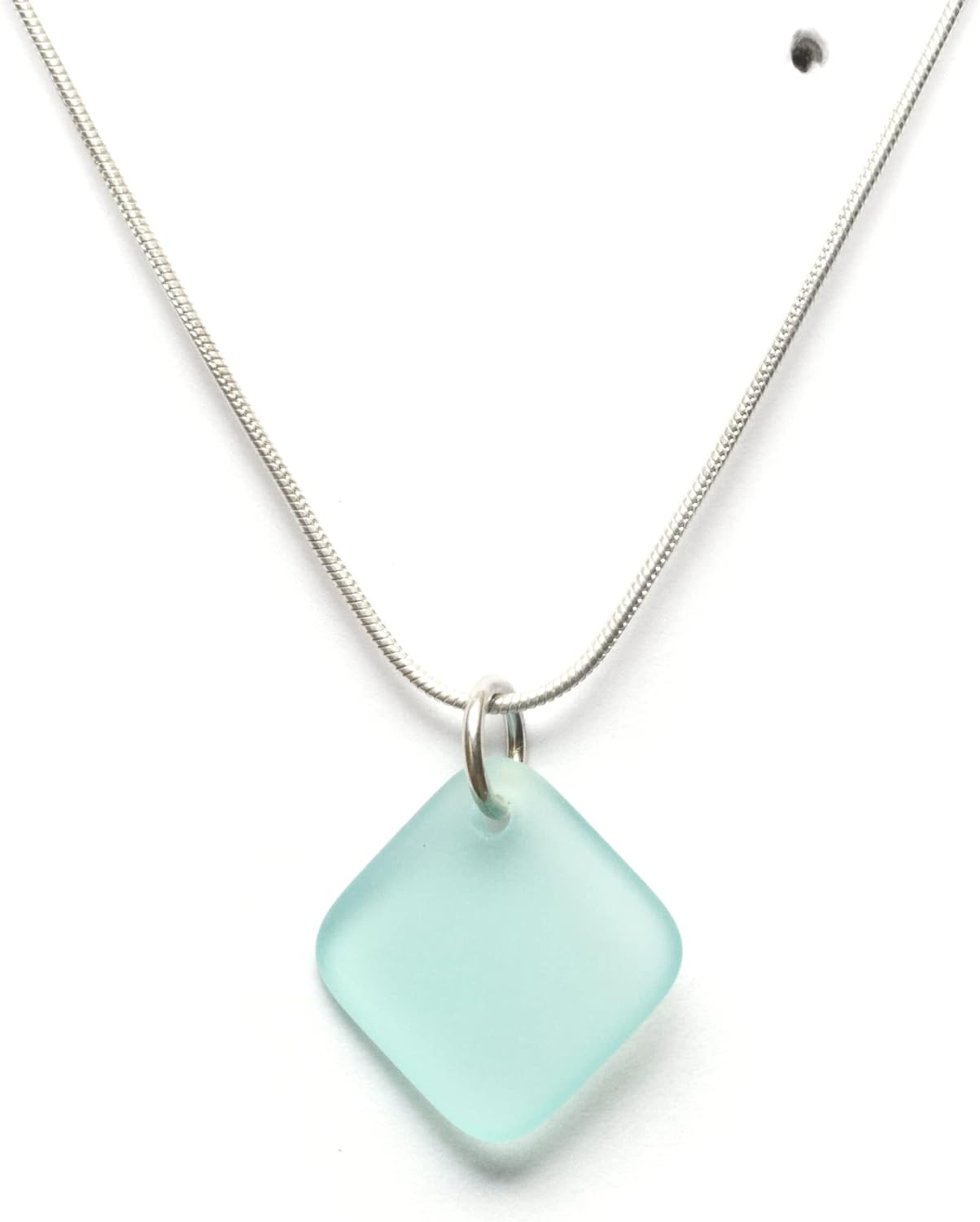 Sea Glass Delicate Diamond Pendant - Unique Handcrafted Jewelry