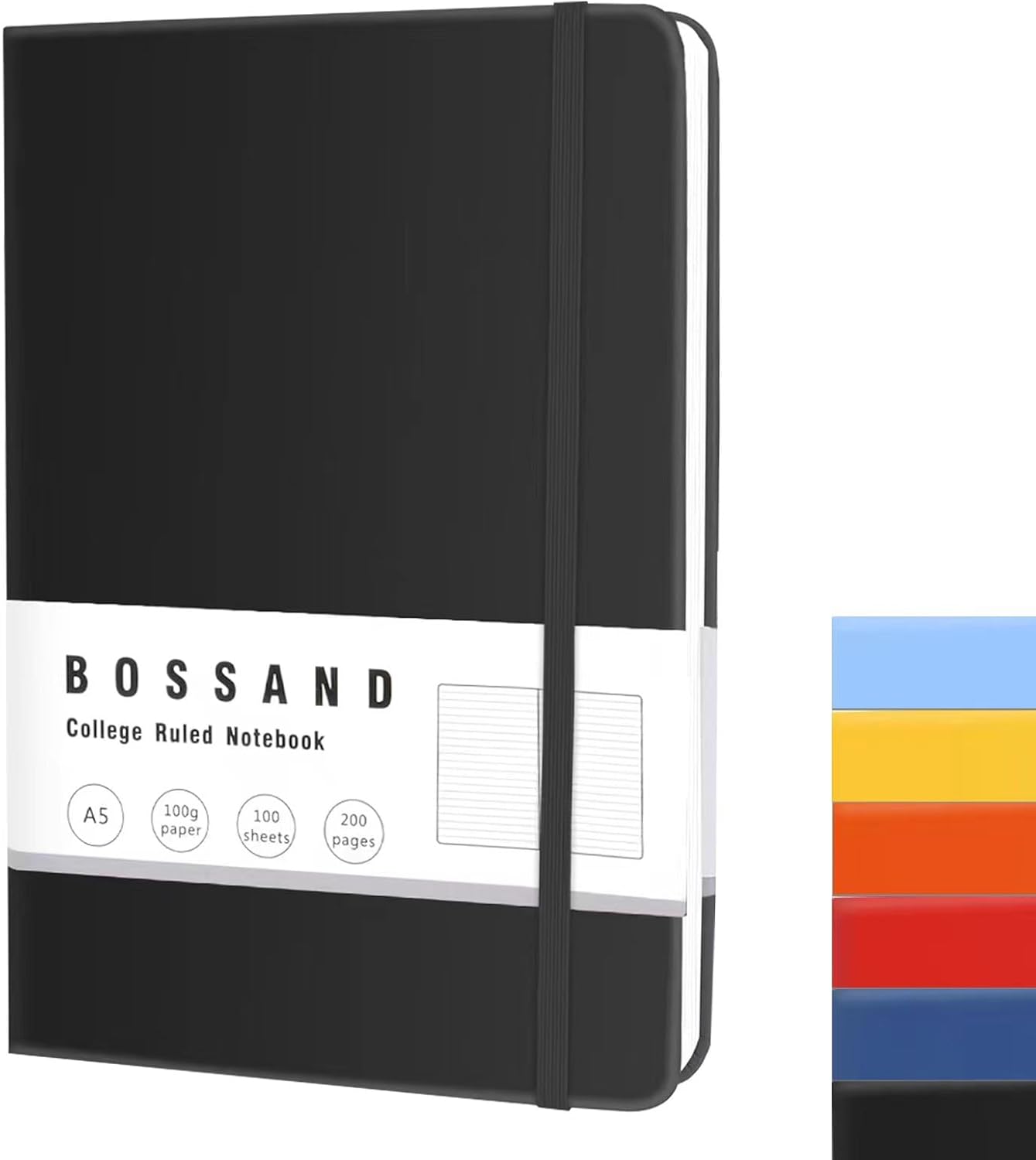 BOSSAND A5 Journal: 200p Ruled Paper, Hardcover ~ Classic Writing Essential