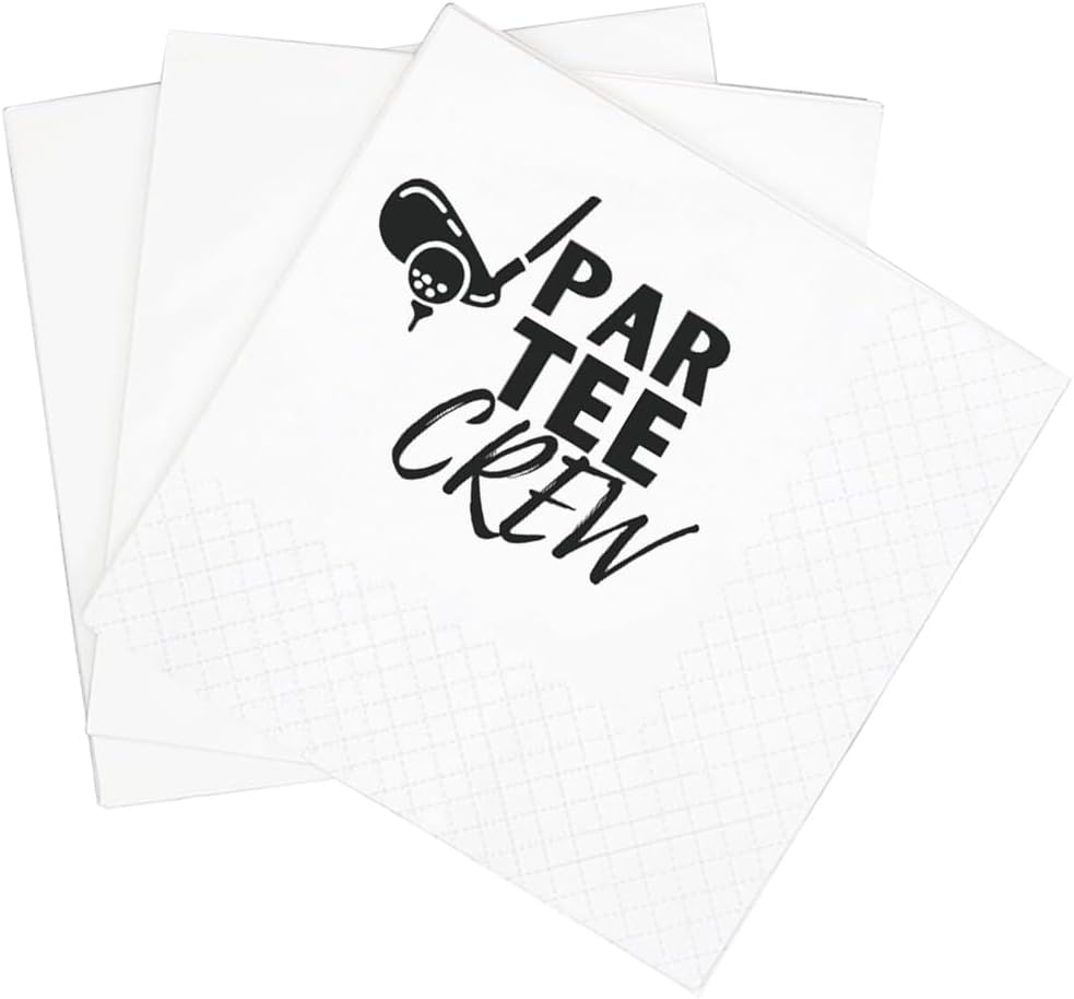 Par-Tee Crew Golf Quotes Cocktail Napkins, 100 Pack - Fun & Witty Party Essential!