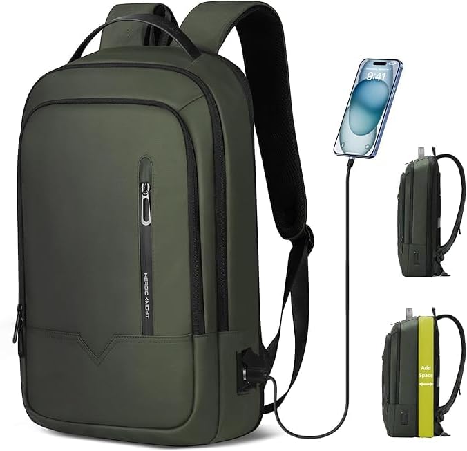 hk Laptop Backpack for Men with USB Charging and Water Resistance