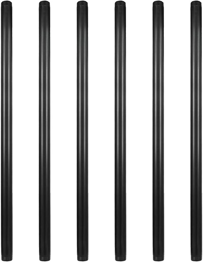 GeilSpace 6 Pack 3/4in 30in Pre-Cut Black Metal Pipe for DIY