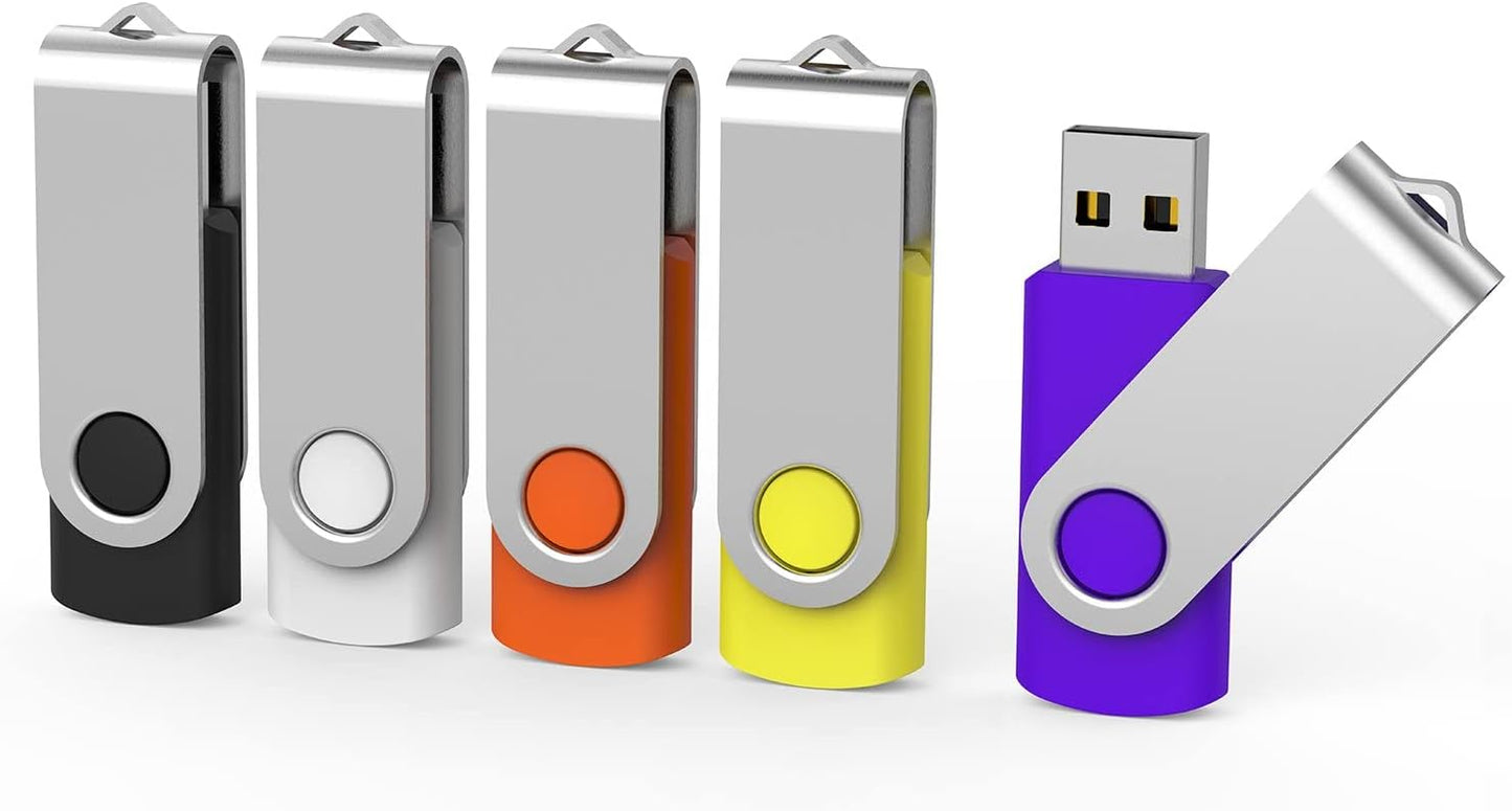 5 Pack Aiibe 128GB USB Flash Drives - Colorful Storage Solution