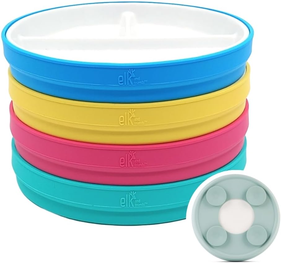 Elk and Friends Kids 7.8 Porcelain Divided Plates for Toddlers