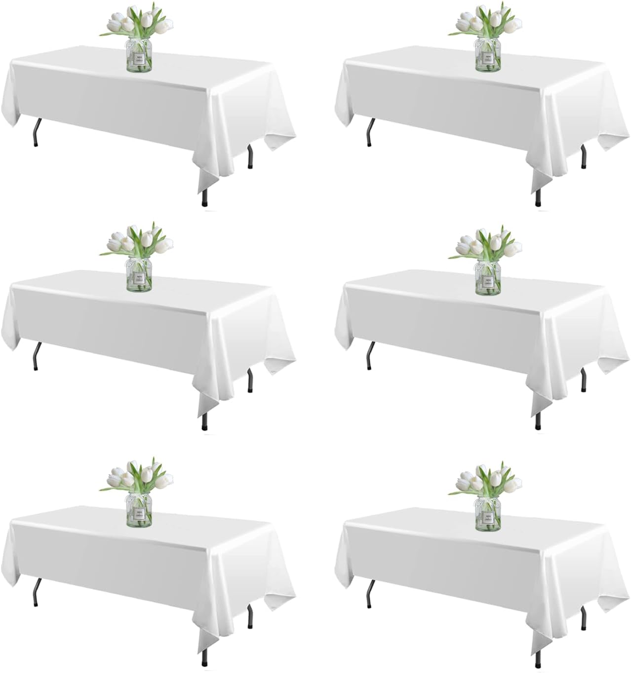 WIGENIUS 6 Pack White Table Cloths for 8 Foot Tables