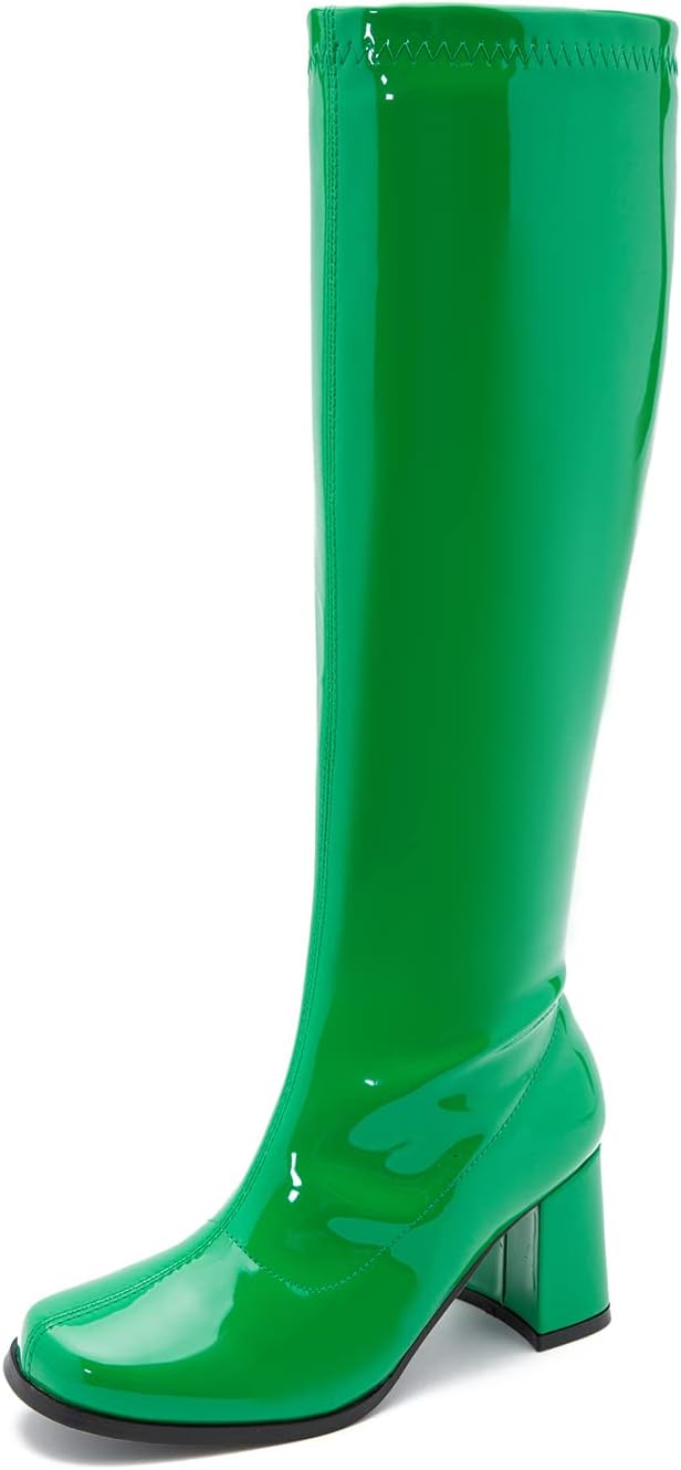 Women's Go Go Boots Over The Knee Block Heel Zipper Boot Review