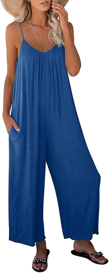Happy Sailed Women's Casual Sleeveless Jumpsuits with Pockets