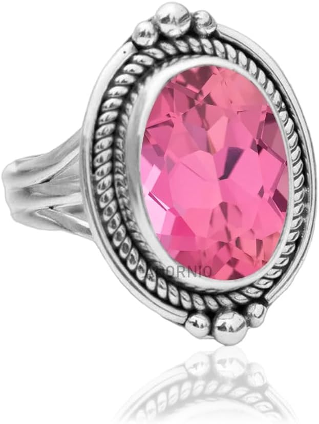 925 Sterling Silver Ring with Natural Gemstone for Women