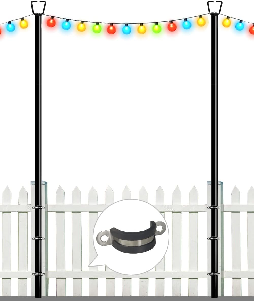 Queension 10FT Deck String Light Poles for Outdoor Events