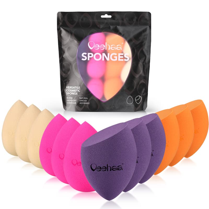 VEEHAA 12PCS Latex-Free Makeup Sponge Set for Flawless Foundation