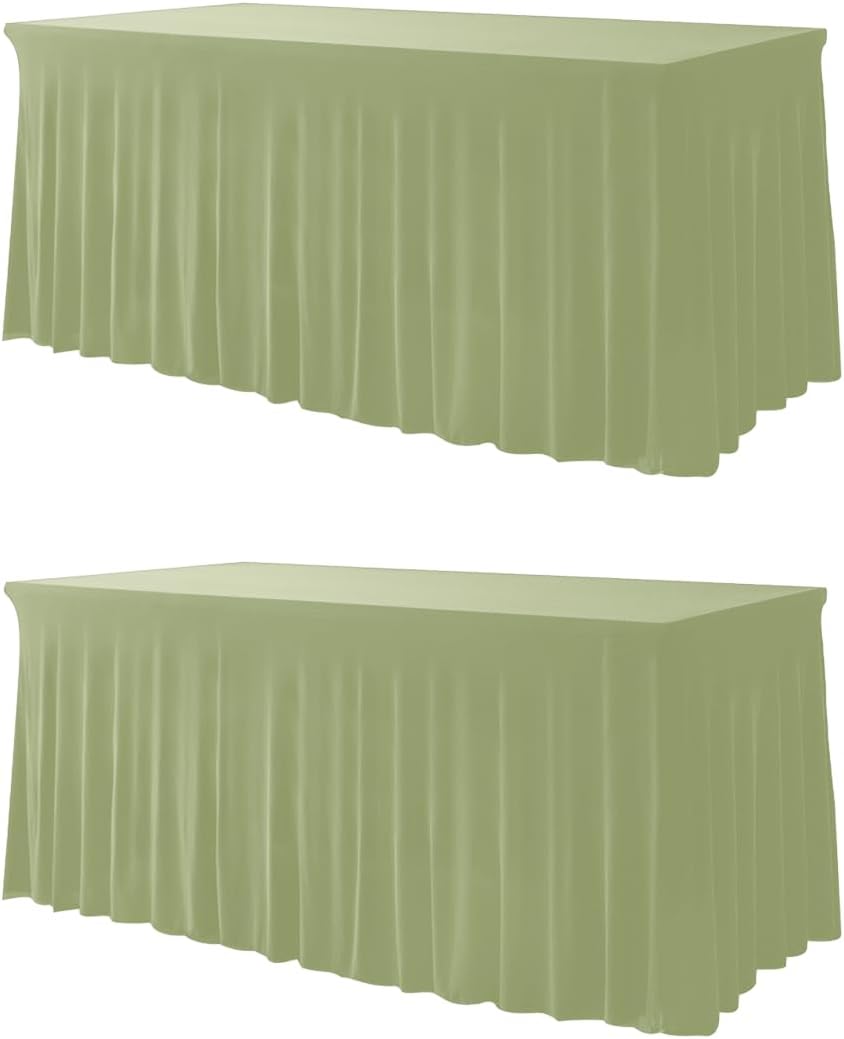 Sage Green Table Cloth Rectangle Table Skirts for 6 ft Tables
