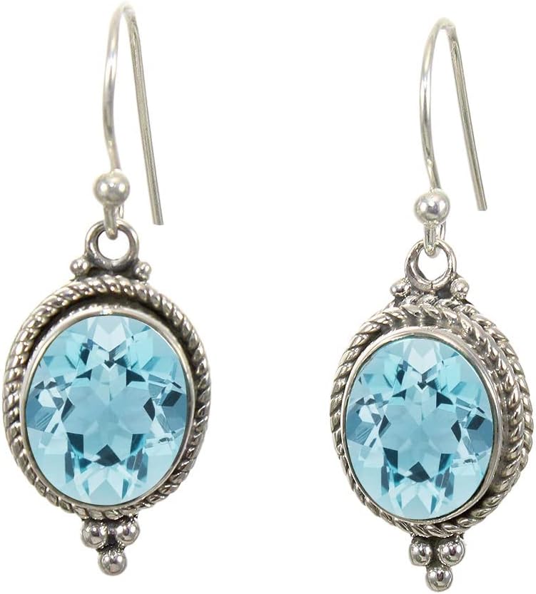 925 Sterling Silver Dangle Drop Earrings for Women with Aquamarine