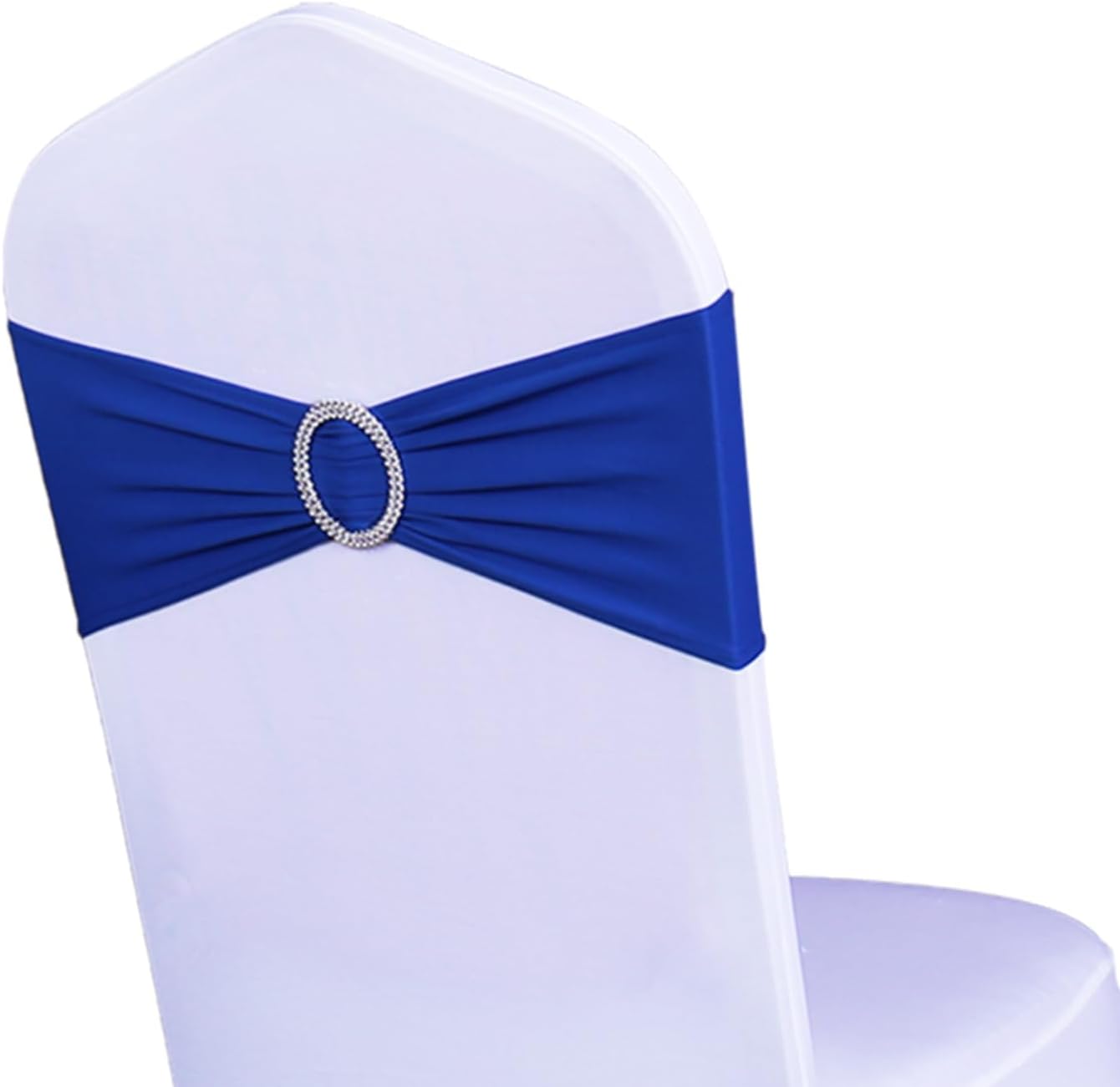 Pack of 100 Royal Blue Chair Sashes with Silver Buckle Slider