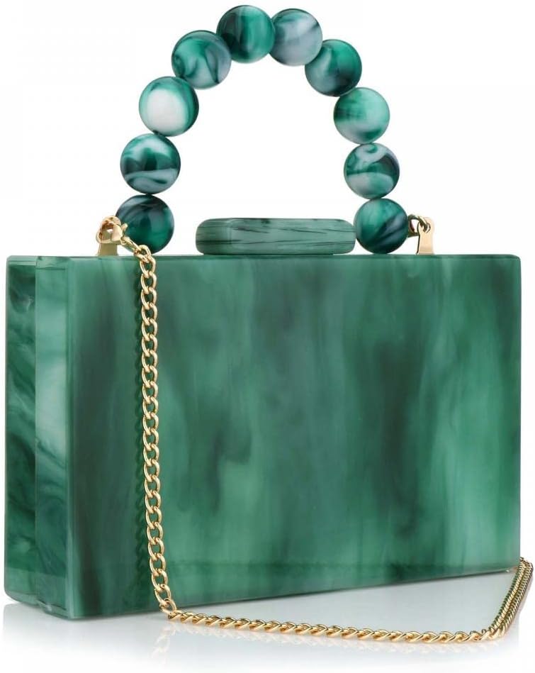 Acrylic Purses Evening Clutch Bag for Women with Pearl Chain