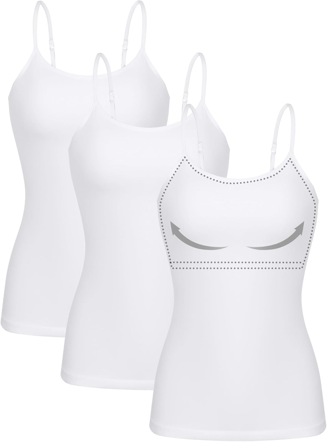 ATTRACO Women 3 Pack Cotton Camisoles with Shelf Bra for Comfort