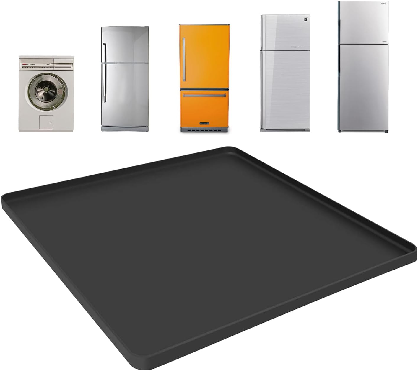 Xinpuerda Mini Fridge Mat - Leak Protection & Easy Clean - 23.6''x23.6''x0.7'' - Black