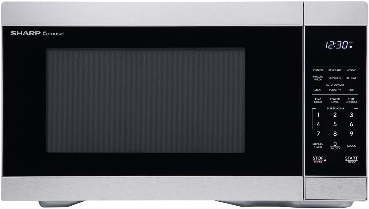 Sharp Stainless Steel Microwave, 12.4 Turntable, 1.1 CuFt
