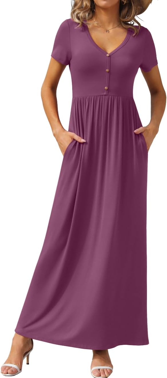GRECERELLE Womens Long Maxi Dresses with Pockets for Summer