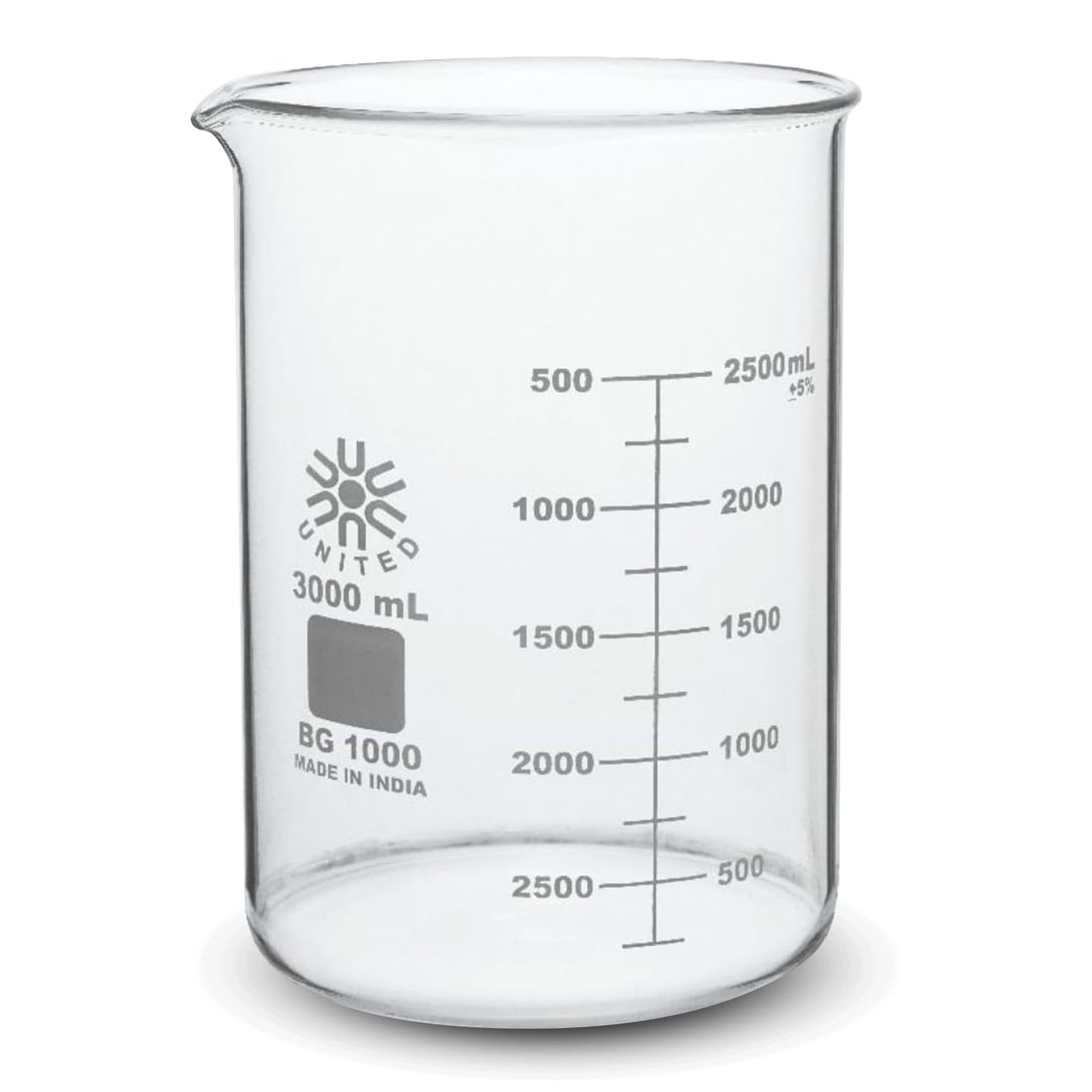 3000mL Low Form Griffin Beaker - Durable Borosilicate Glass