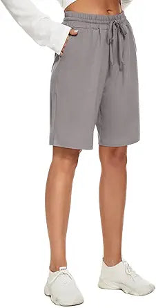 Knee Length Women Bermuda Shorts for Summer Yoga and Casual Wear