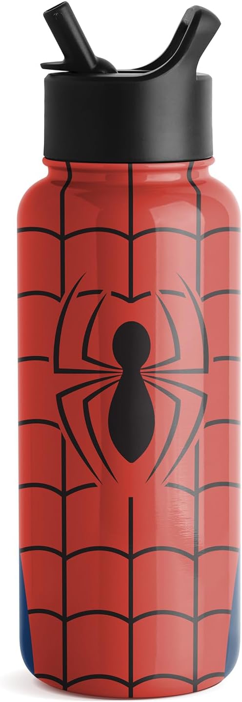Spiderman Water Bottle with Straw Lid - 32oz Vacuum Insulated