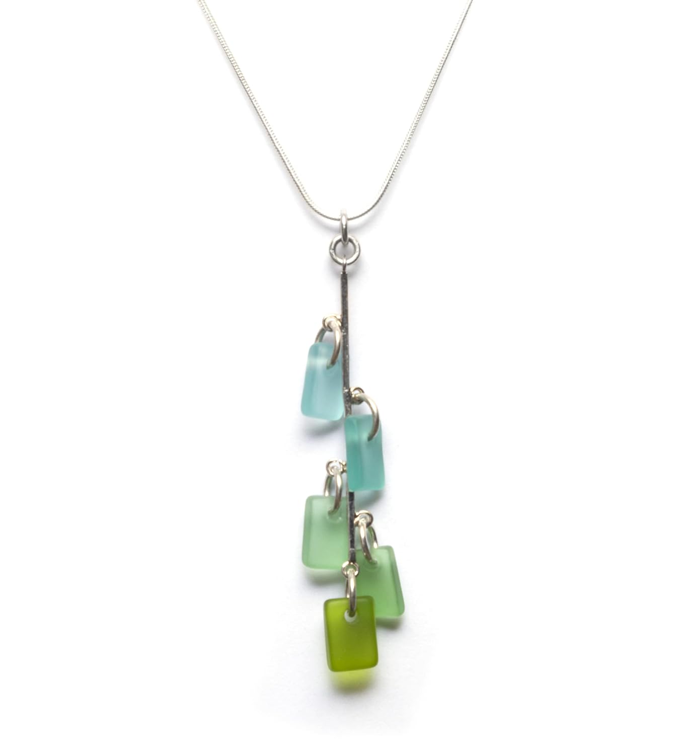 Sea Glass Avalon Pendant in Jade with 16in Snake Chain
