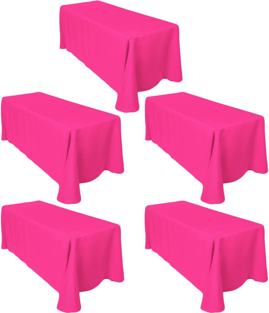 Fuchsia Rectangular Tablecloths for 6 ft Tables - 5-Pack