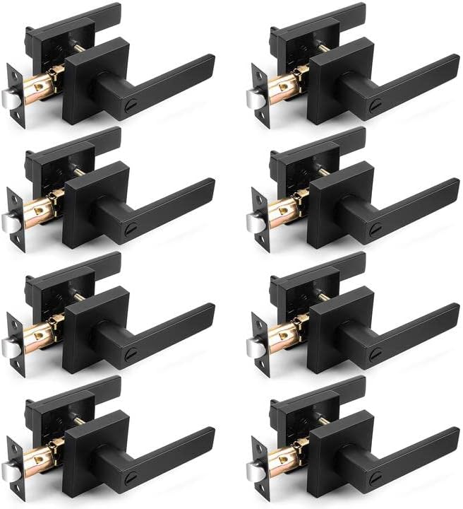 Probrico Interior Black Door Handle Set for Modern Privacy Needs