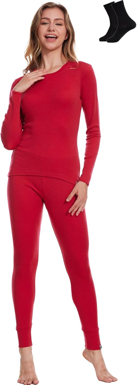 Merino Wool Base Layer Set for Women - Ultra Soft Thermal Underwear