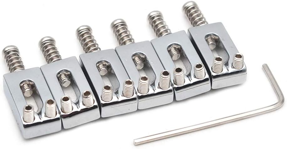 SAPHUE Chrome Guitar Bridge Saddle Set