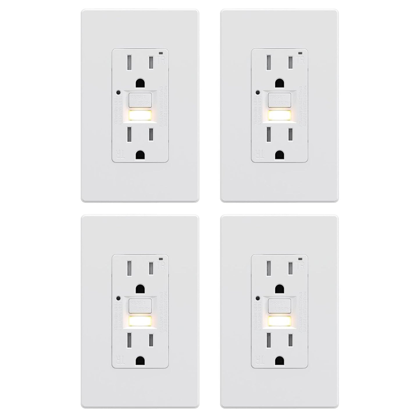 AIDA GFCI Outlet with Nightlight - Safe & Convenient 4 Pack