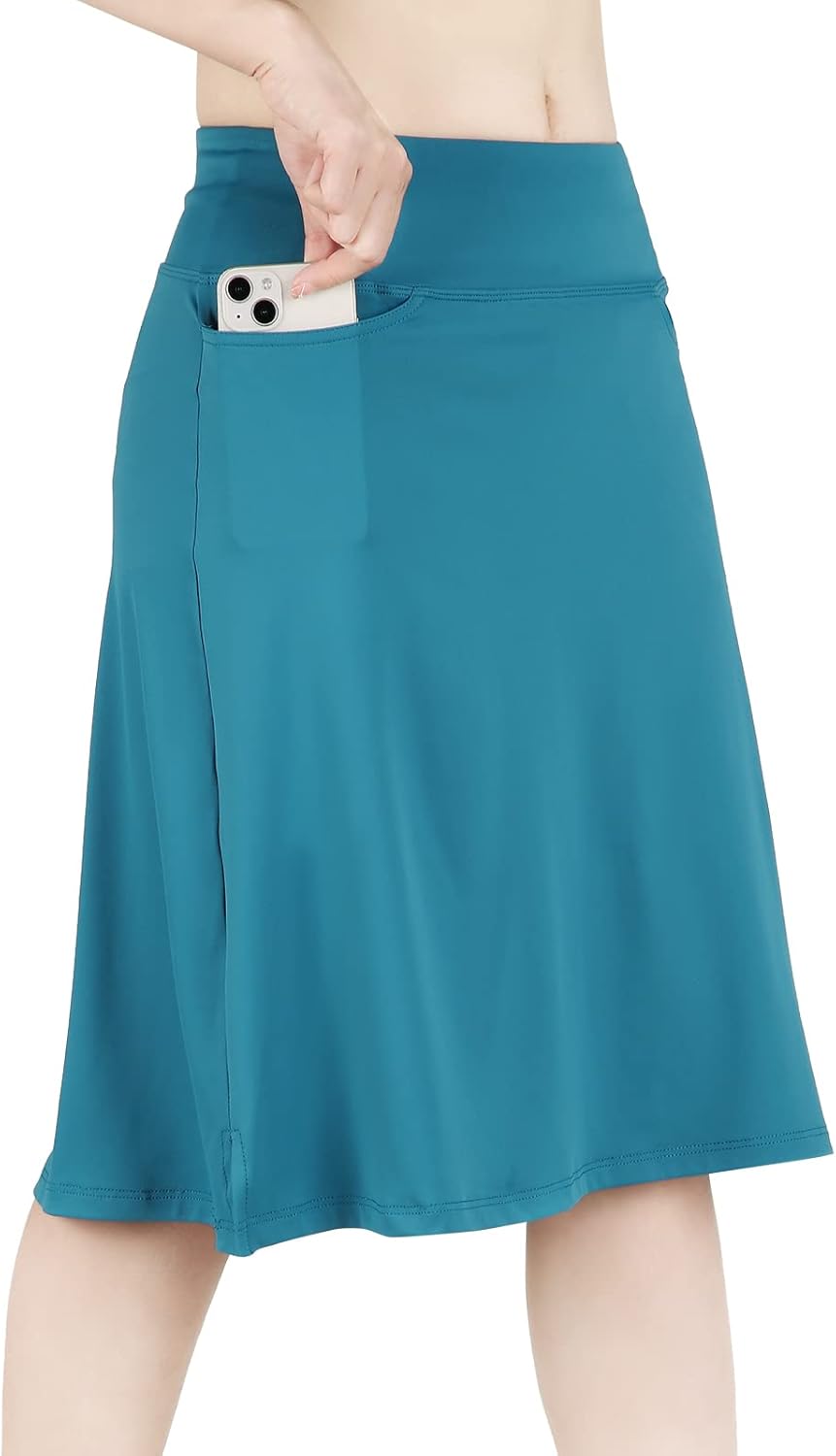Womens Skorts Modest Knee Length Athletic Midi Active Skirt